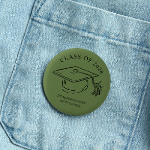 Modern Graduate Cap Doodle Class of Graduation 6 Cm Round Badge