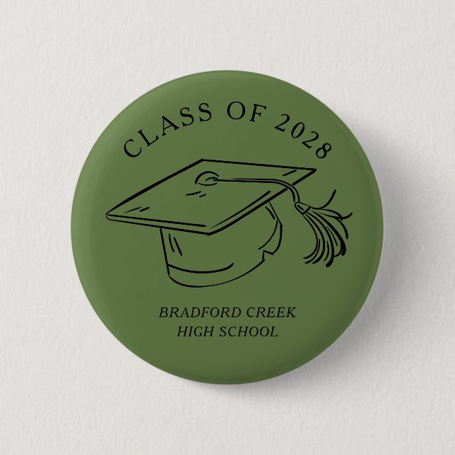 Modern Graduate Cap Doodle Class of Graduation 6 Cm Round Badge (Front)