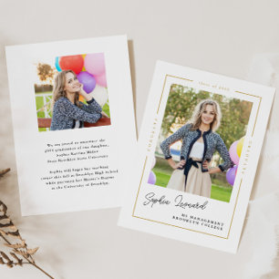 Modern Graduate Class Gold Frame Photo Graduation Announcement