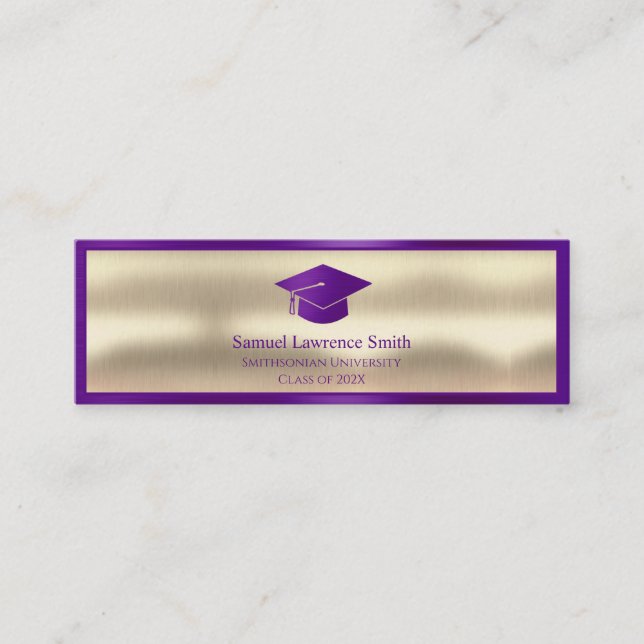 Modern Graduate Class of Name Insert Purple Gold  (Front)