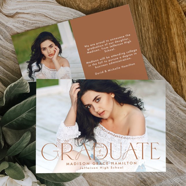 Modern Graduate Clay Typography 2 Photo Graduation Announcement (Creator Uploaded)