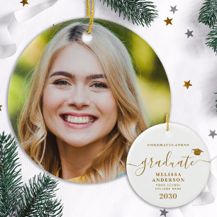 Modern Graduate Custom Photo Simple Graduation Ceramic Tree Decoration