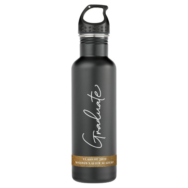 Modern Graduate Custom School name Class of 2024 710 Ml Water Bottle (Front)