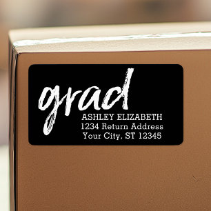 Modern Graduate Custom Trendy Black Grad Label