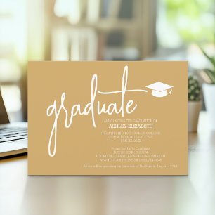 Modern Graduate Custom Trendy Gold Grad Invitation
