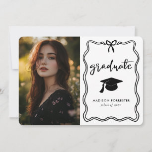 Modern Graduate Cute Bow Casual Script Invitation