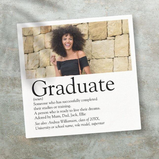 Modern Graduate Definition Photo Napkin (Modern Graduate Definition Photo Napkins)