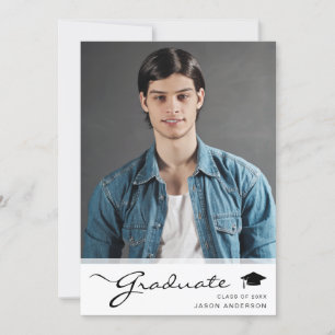 Modern Graduate Elegant Script   Trendy 1 Photo Announcement