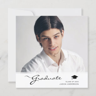 Modern Graduate Elegant Script   Trendy 1 Photo Announcement