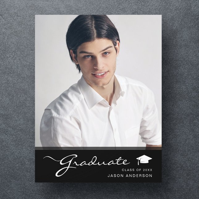 Modern Graduate | Elegant Script Trendy 1 Photo Postcard (Creator Uploaded)