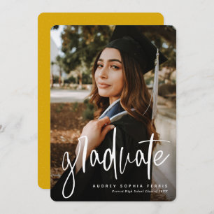 Modern graduate gold photo graduation announcement