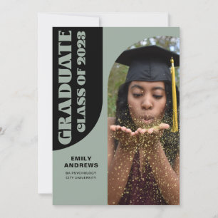 Modern Graduate Green Arch & Photo Grad Party  Invitation