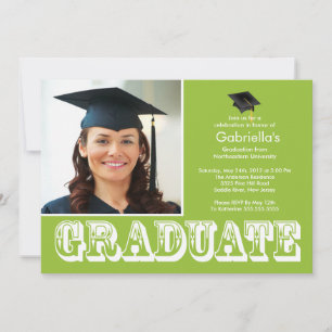 Modern Graduate Green Photo Graduation Party Invitation