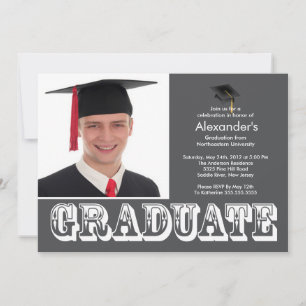 Modern Graduate Grey Photo Graduation Party Invitation