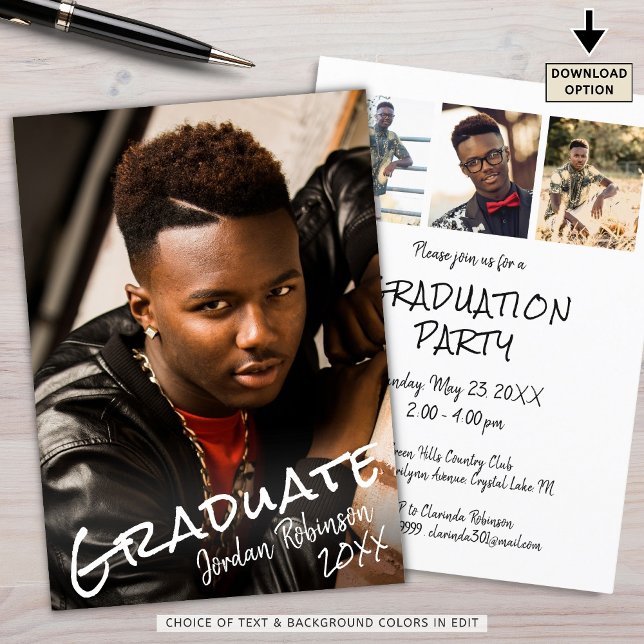 Modern Graduate Hand Lettered Script Party Invitation (Creator Uploaded)