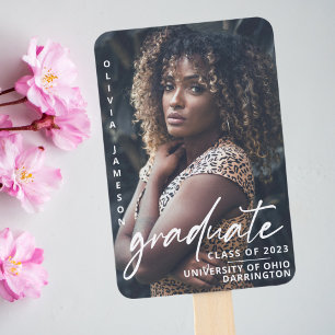 Modern Graduate Handwritten Script Photo Hand Fan