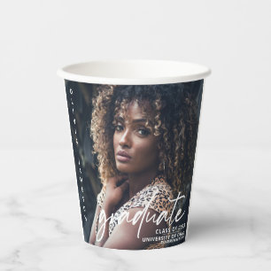 Modern Graduate Handwritten Script Photo Paper Cups