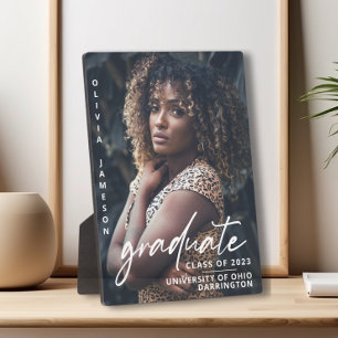 Modern Graduate Handwritten Script Photo Plaque