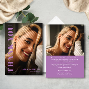 Modern Graduate Lavender Purple Photo Graduation  Thank You Card