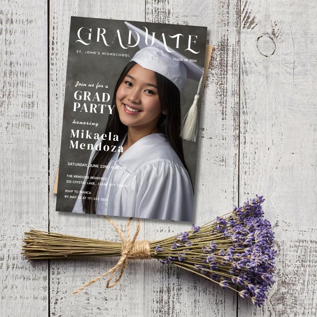 Modern Graduate Magazine Cover Inspired Graduation Invitation (Creator Uploaded)