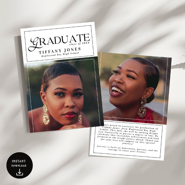 Modern Graduate Magazine Photo Graduation Announcement (Creator Uploaded)