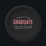 Modern Graduate Personalised Graduation Party Paper Plate<br><div class="desc">Modern minimalist personalised graduation party paper plates to coordinate with our matching Modern Graduate invitation designs. Personalise it with your name,  school and graduation year. Use the design tools to choose any background colour,  change the text,  fonts and colours to create a unique one of a kind design.</div>