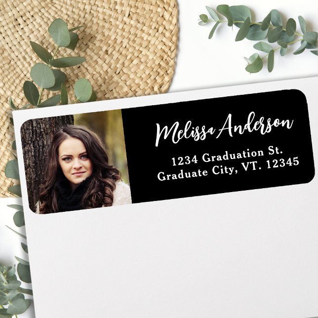 Modern Graduate Personalised Photo Return Address (Creator Uploaded)