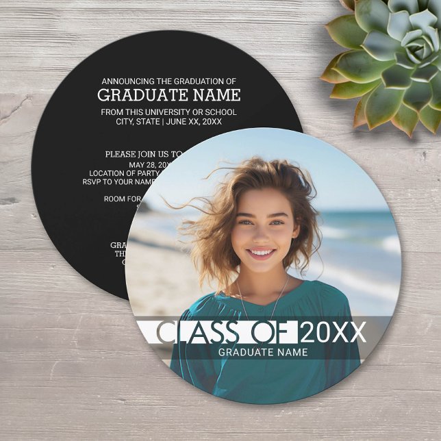 Modern Graduate Photo Announcement and Party (Circle Graduation Invitation)
