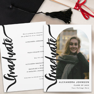 Modern Graduate Photo Arch Stylish Script Announcement