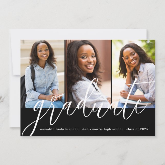 Modern Graduate Photo Collage Graduation Announcement (Front)