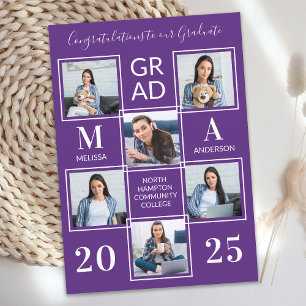 Modern Graduate Photo Collage Purple Graduation Invitation