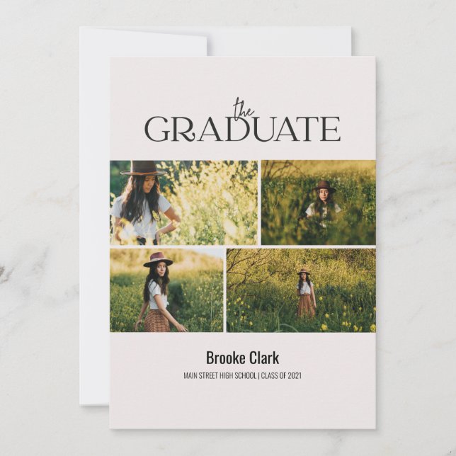 Modern Graduate Photo Display Announcement Card (Front)