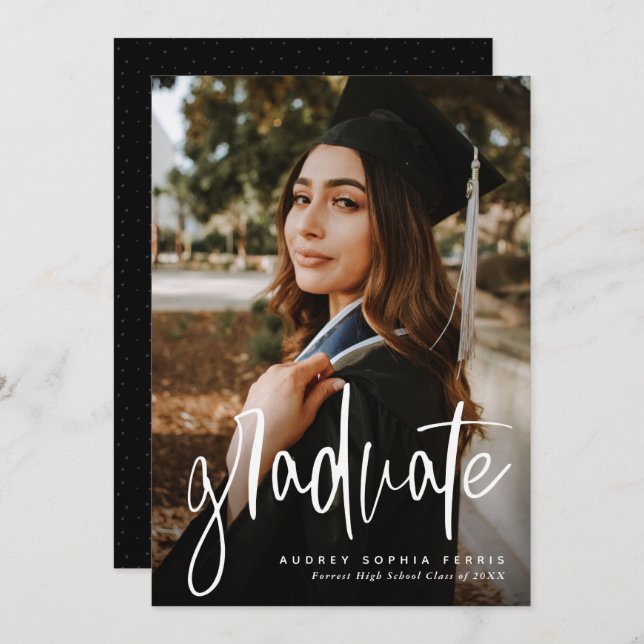 Modern graduate photo graduation announcement (Front/Back)