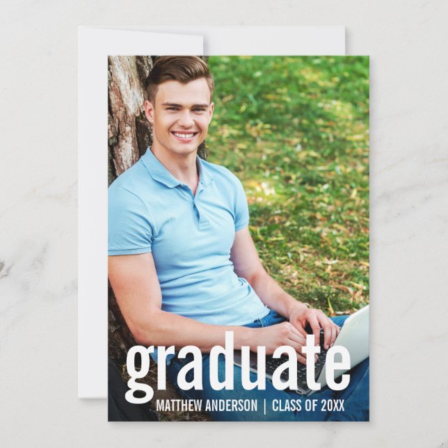 Modern Graduate Photo Graduation Announcement Card (Front)