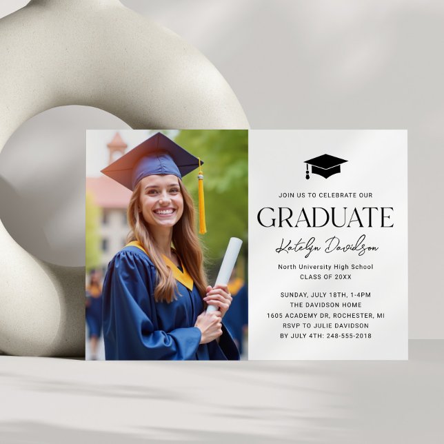 Modern Graduate Photo Graduation Invitation (Creator Uploaded)