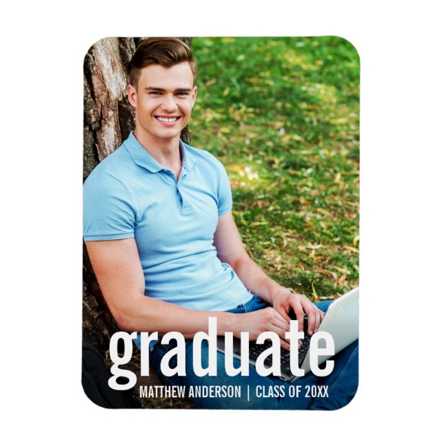 Modern Graduate Photo Graduation Magnet (Vertical)