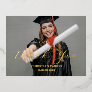 Modern Graduate Photo Graduation Thank You Card