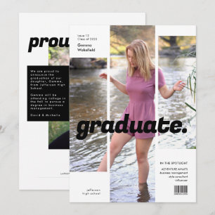 Modern Graduate Photo Magazine Cover Invitation