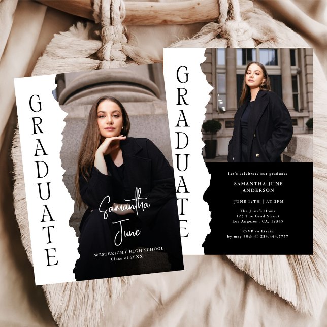 Modern Graduate Photo Magazine Graduation Party Invitation (Creator Uploaded)