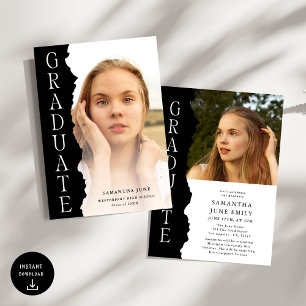 Modern Graduate Photo Magazine Graduation Party Invitation