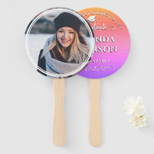 Modern Graduate Photo Pink Purple Graduation  Hand Fan