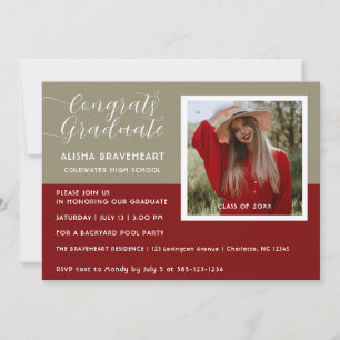 Modern Graduate Photo Pool Party Invitation