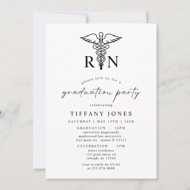 Modern Graduate Photo RN Nurse Graduation Party  Invitation (Front)