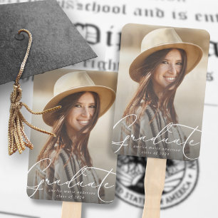 Modern Graduate Photo Simple Script Hand Fan