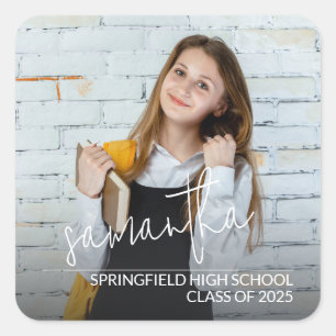 Modern Graduate Photo Square Sticker