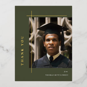 Modern Graduate Photo Thank You Foil Invitation Postcard