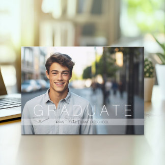 Modern Graduate Photo with announce and Party Invitation