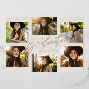 Modern graduate rose gold photo collage graduation