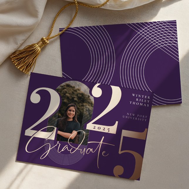 Modern Graduate Script 2025 Concentric Arch Photo (Modern Graduate Script 2025 Concentric Arch Photo Foil Invitation)