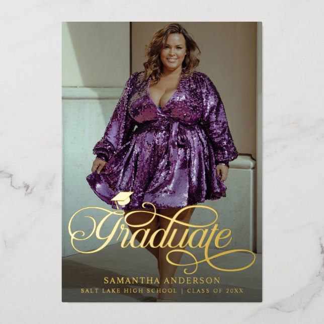 Modern Graduate Script 2 Photos Graduation Party (Front)